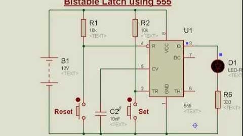 Proteus - Bistable Latch using 555
