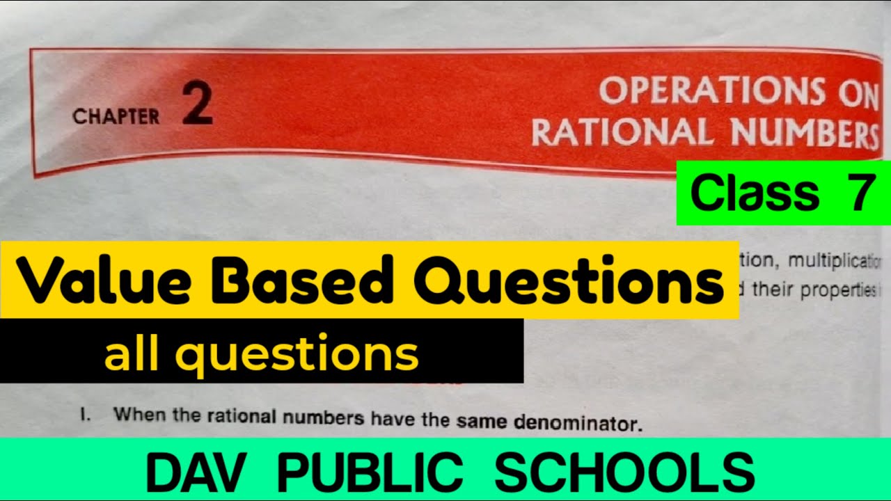 DAV class 7 maths chapter 2 Value Based Questions