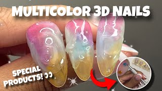 SIMPLE Nail Art Design At Home: Multicolor 3D Nails ⭐️