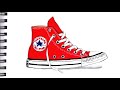 HOW TO DRAW CONVERSE SHOES Step by Step Drawing Tutorial how to draw realistic All Stars high tops