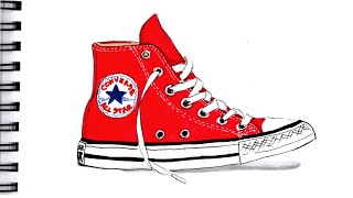 HOW TO DRAW CONVERSE SHOES Step by Step Drawing Tutorial how to draw realistic All Stars high tops