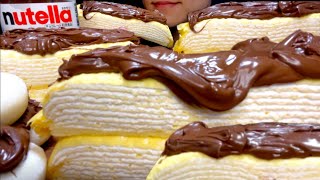 【咀嚼音】ヌテラたっぷりミルクレープ！/ASMR/EatingSounds/Mukbang/먹방