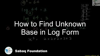How to Find Unknown Base in Log Form, Math Lecture | Sabaq.pk