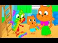 Cats Family in English - Turned Into Pop It Cartoon for Kids