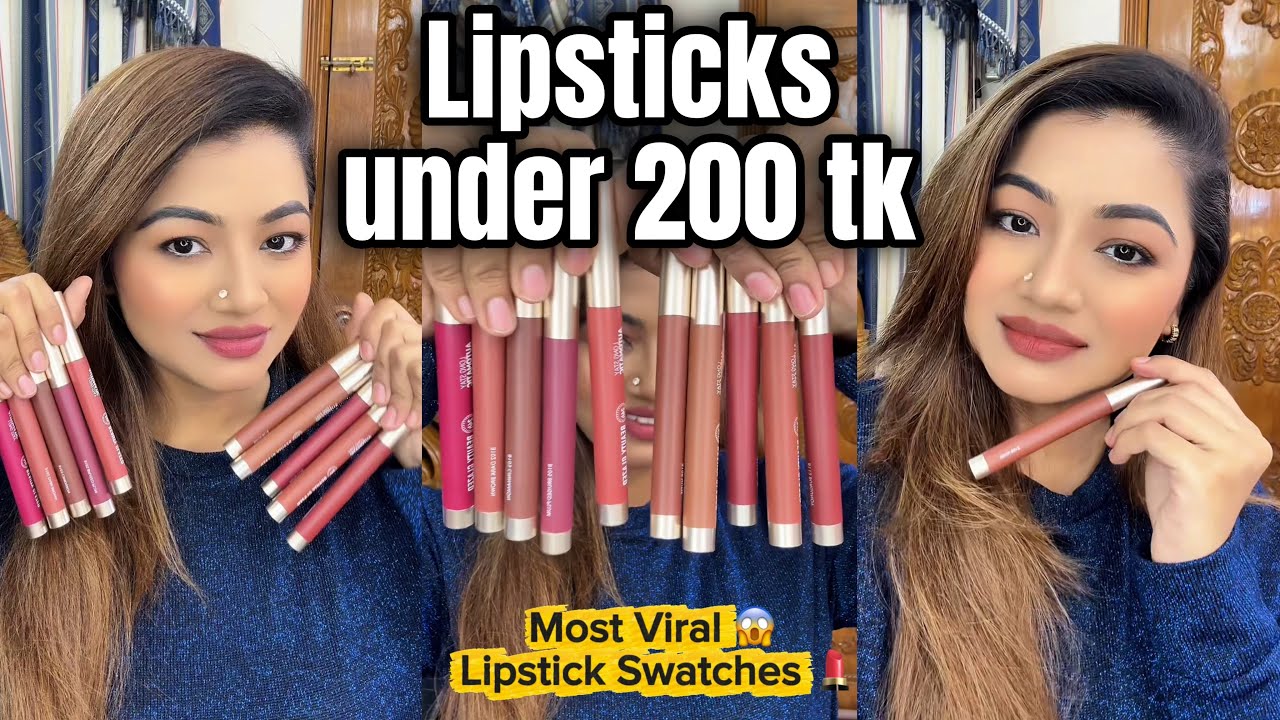 200 টাকার মধ্যে সেরা Lipstick💄🔥 Budget Lipsticks Bangladesh 🔥 Beauty Glazed Crayon lipstick swatches