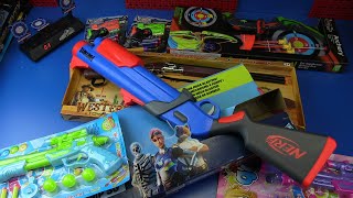 NERF TOYS FORTNITE PUMP ! Guns Toys ,Western Toy Guns , Bow and Arrow ! Box of Toys screenshot 4