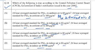 GATE Environmental Science PYQ |  Air Pollution  Control Problems | CPCB