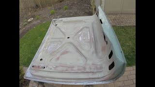 1966 Ford Galaxie 500 convertible restoration part 107 welding up rust on the trunk lid
