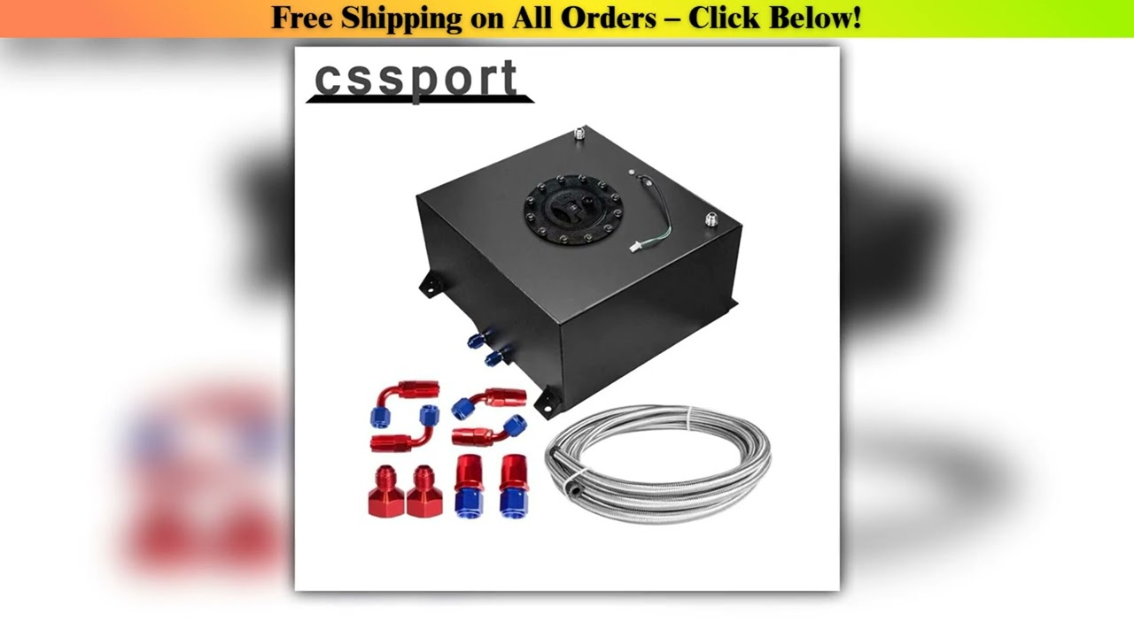 Slide 10 Gallon Aluminum Fuel Cell Gas Tank with level Sender & Fuel Hose kit & Cap••••••••••••••••