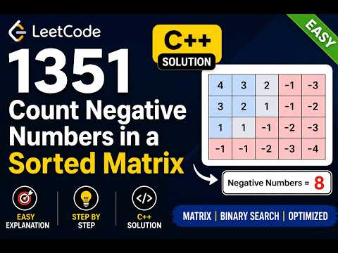 LeetCode 1351 | Count Negative Numbers in a Sorted Matrix | C++ Solution