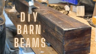 DIY Rustic Barn Wood Beams  distress wood fast  Mantel Build