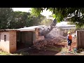 Demolition of house using 22 tonne Excavator