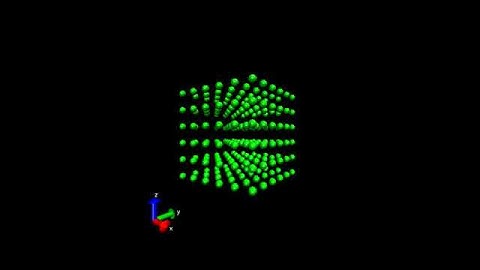[Side  view] Dissipative Hydrodynamics, Settling of 6x6x6 Brownian particle array