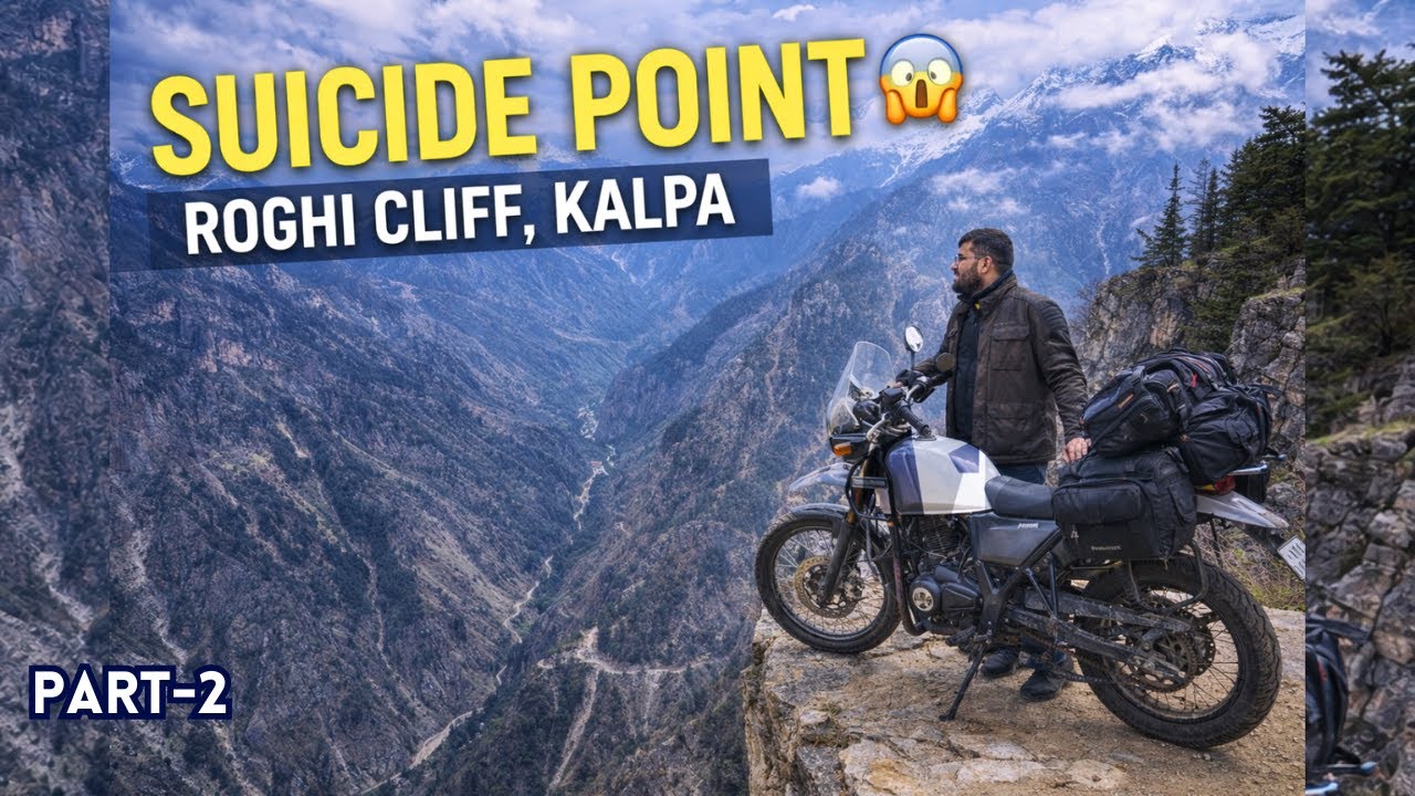 Kalpa Suicide Point (Roghi Cliff) 😱 | Kalpa Sightseeing on Bike | Jaipur to Kalpa Ride – Part 2