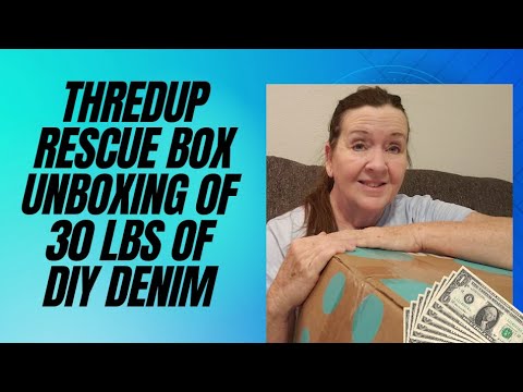 ThredUp Rescue box uboxing of 30 Pounds of DIY Denim - YouTube