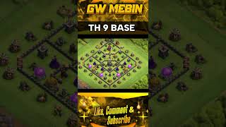 NEW TH9 Trophy Base with COPY LINK | Clash of Clans #th9base #shorts