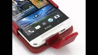 Pdair Leather Case For The New Htc One 801E 801S - Flip Type Red 