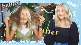 finally bleaching ALL OF my brown hair blonde AT HOME because why not (we all saw this coming)