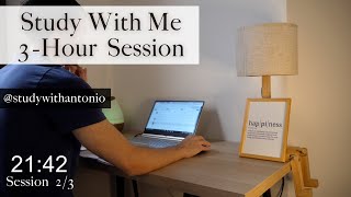 3-Hour Study With Me, Cozy Study Space [Background Noise] - Study With Antonio, 50-10 Pomodoro by Study With Antonio 320 views 1 year ago 2 hours, 50 minutes