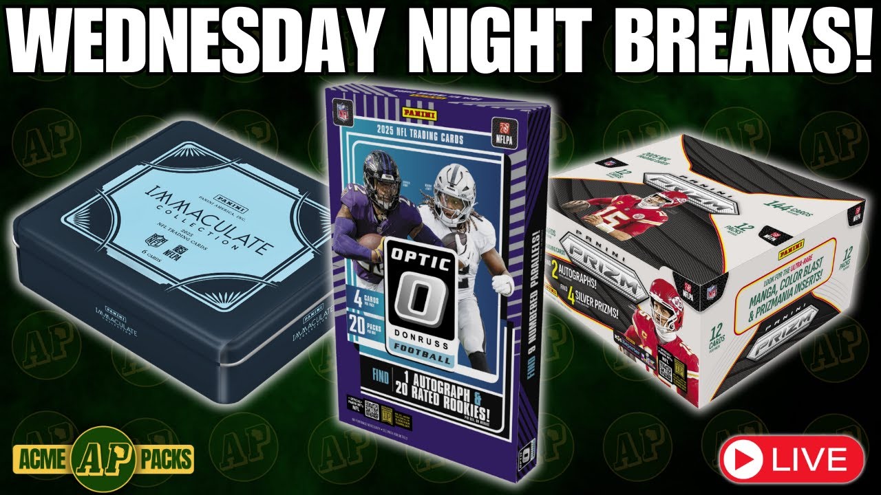 Wednesday Night Sports Card Breaks! High End Football W/ Prizm, Optic, & Immaculate!