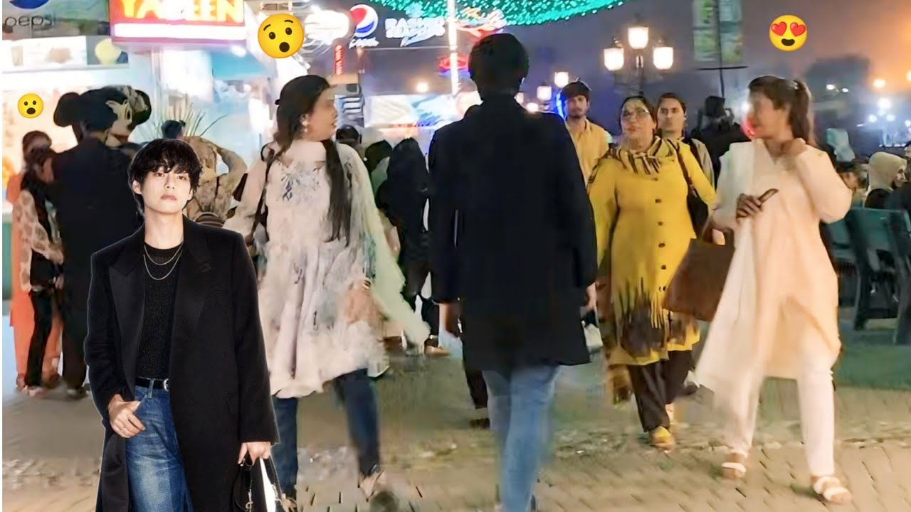 Kpop idol kim taehyung in Pakistan  caught amazing reactions 