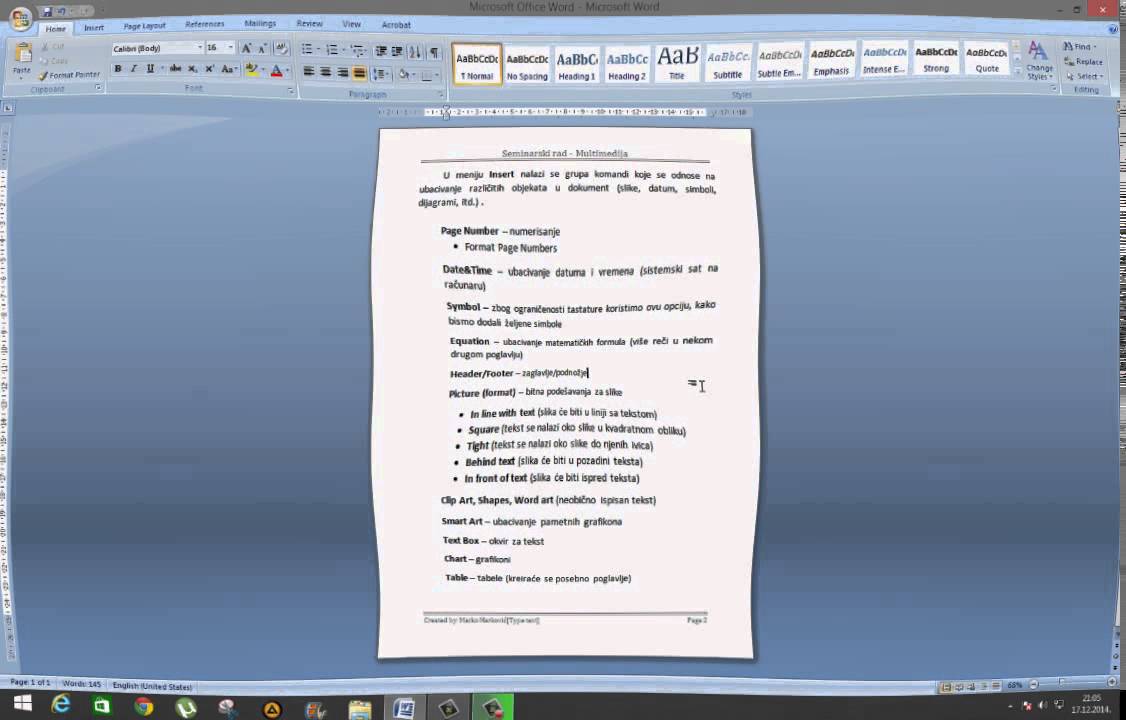 III DEO Insert Picture, Page Numbers, Shapes, Symbol YouTube
