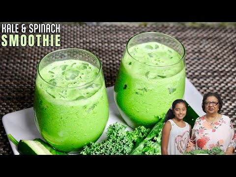 kale-and-spinach-smoothie-(healthy-drink-with-yogurt)-spinach-lassi,-green-smoothit,-by-manjula