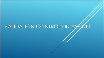 Validation Controls in ASP.NET