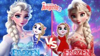 My Talking Angela 2 🙀 || Frozen || RED ❤️ vS BLUE 💙 Elsa ❄️ || Cosplay.. 🌈💋🥰