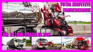  A6: 2x LKW Crash in 24h  Total zerfetzte Fahrerkabine Tanklastzug + Eingeklemmter im Sattelzug 