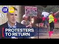 Protesters to return to North Adelaide Golf Course to fight against tree clearing | 9 News Australia