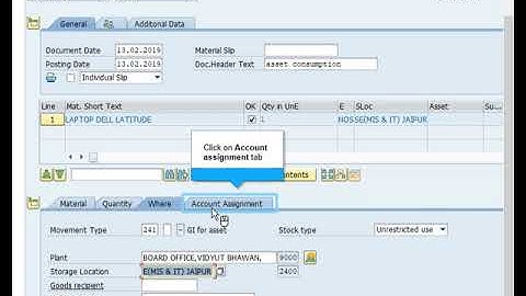 Consumption of material as an asset MIGO