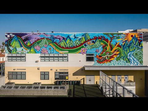 AAPI Heritage Month - 🐉 120ft Dragon Mural at Young Oak Kim Academy in Koreatown, Los Angeles - RFX1