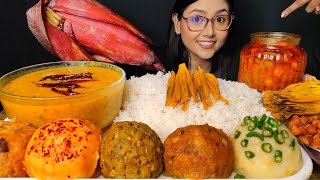 Eating Different Bharta, Spicy Chilli Achar, Mocha Bharta, Daal | Big bites | Asmr Eating | Mukbang