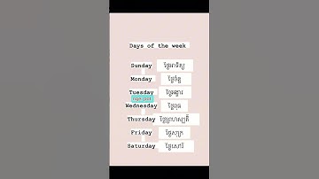 Days of the week in khmer language #learn #khmertimes #language