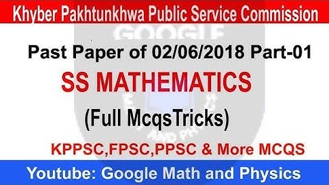 KPPSC | MCQS | past paper SS Math paper2 part 1| past paper lecturer math | SS math past paper