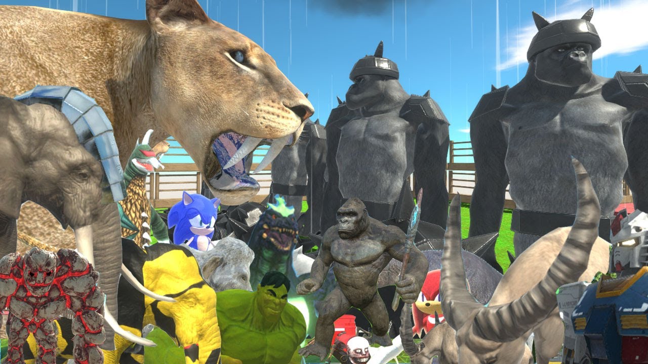 EPIC Animal Battle Tiger VS Gorilla Kong Wild Animals  in Animal Revolt Battle Simulator ARBS