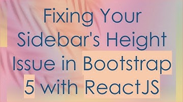 Fixing Your Sidebar