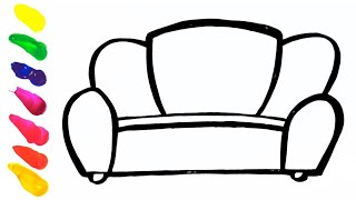 HOW TO DRAW A CUTE SOFA FOR KIDS EASY way