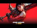 Red Samurai Anime Girl with Dark Sword Live Wallpaper