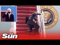 Biden FALLS on stairs of Air Force One THREE TIMES