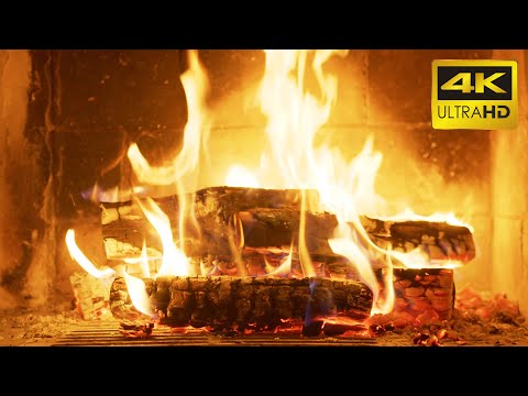 Relaxing Fireplace With Burning Logs And Crackling Fire Sounds For Stress Relief 4K Uhd