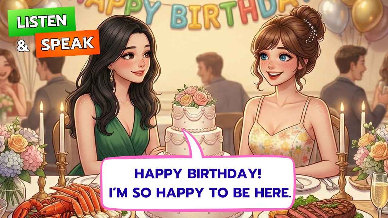 Attending a Birthday Party | Social Introductions & Small Talk | Real-Life English Dialogue | A2-B1
