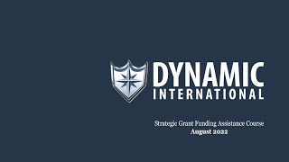Strategic Grant Funding Assistance for Public Safety - August 2022, Dynamic International