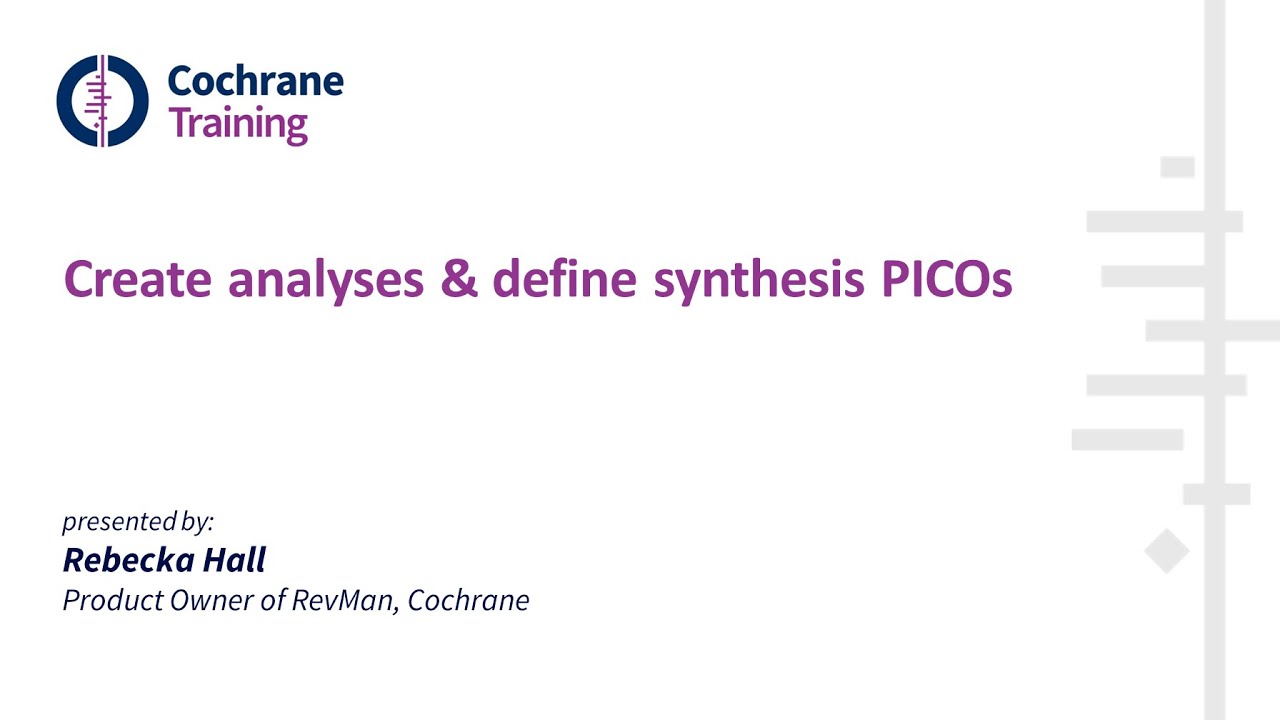 Create analyses and define synthesis PICOs - YouTube