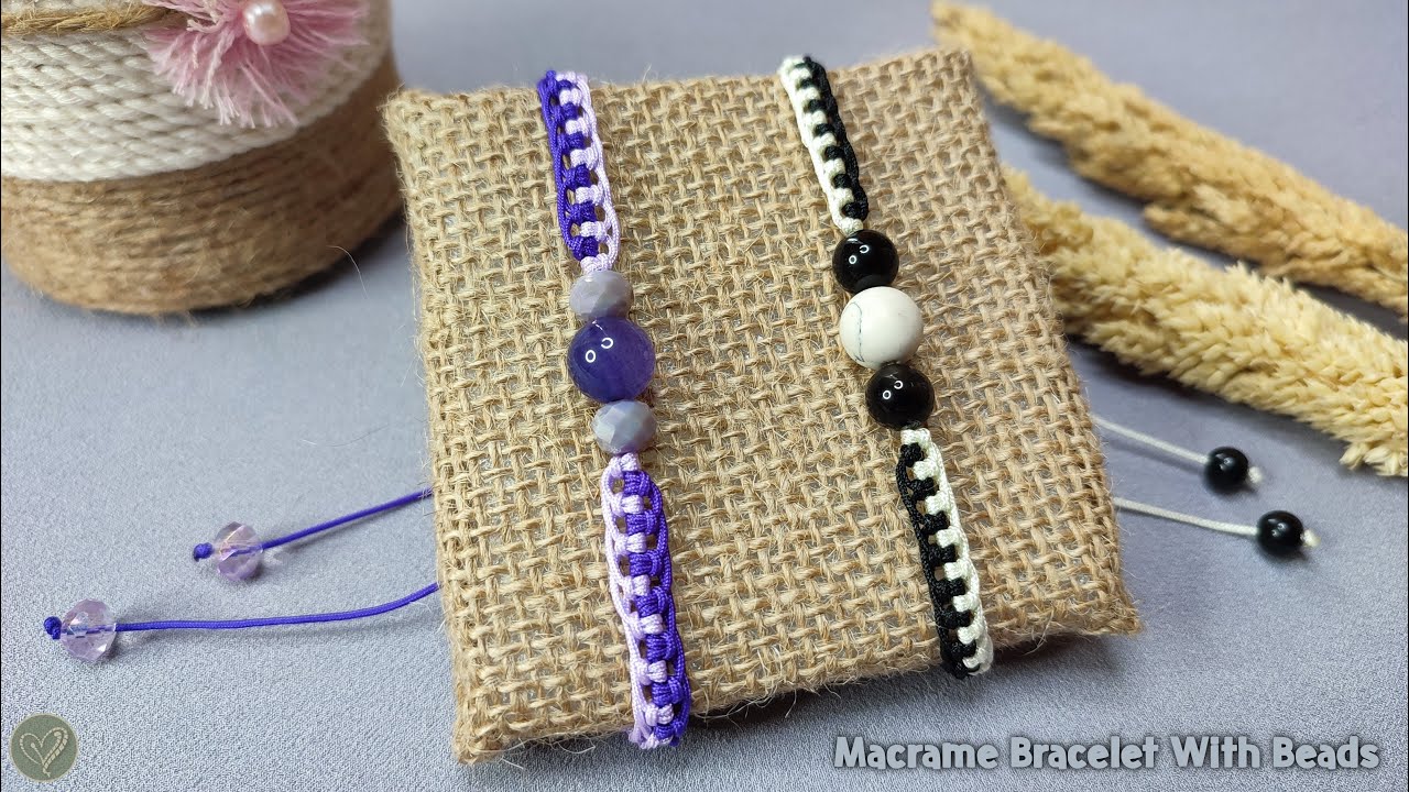 How to make beaded macrame bracelets - learn three knots in one design –  Crystals and Clay Jewelry DIY