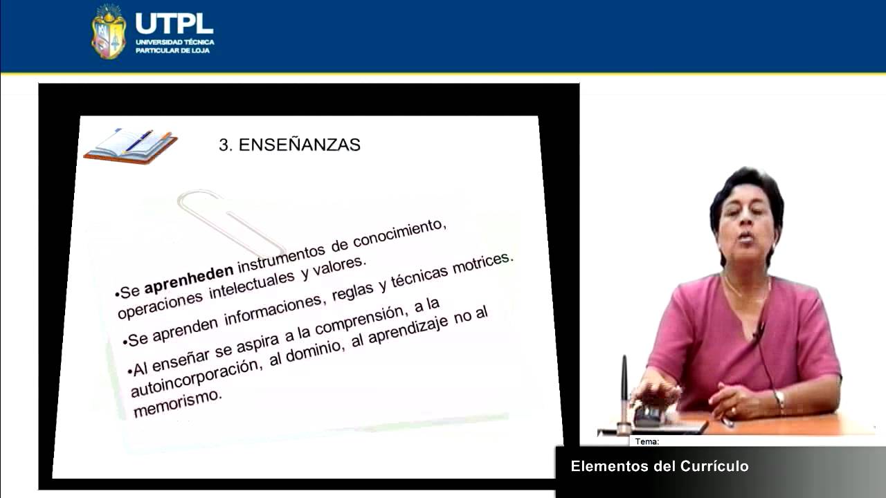 UTPL ELEMENTOS DEL CURRÍCULO [(CCEE)(PEDAGOGÍA GENERAL)]