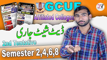 2nd Tentative Date Sheet BS Semester 2,4,6,8 GCUF Affiliated Colleges | Dosri Date Sheet Agi BS Ki