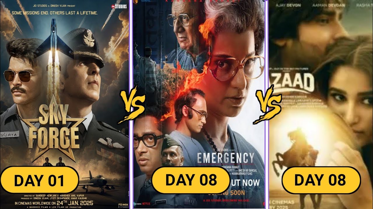 Sky force movie day 1 collection|Emergency vs Azaad movie day 8 collection|topalways