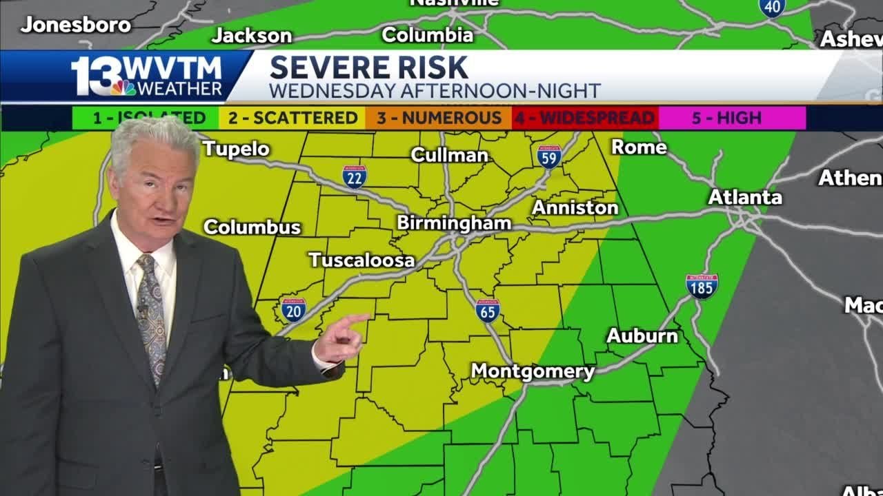 Strong storms forecast in central Alabama - YouTube